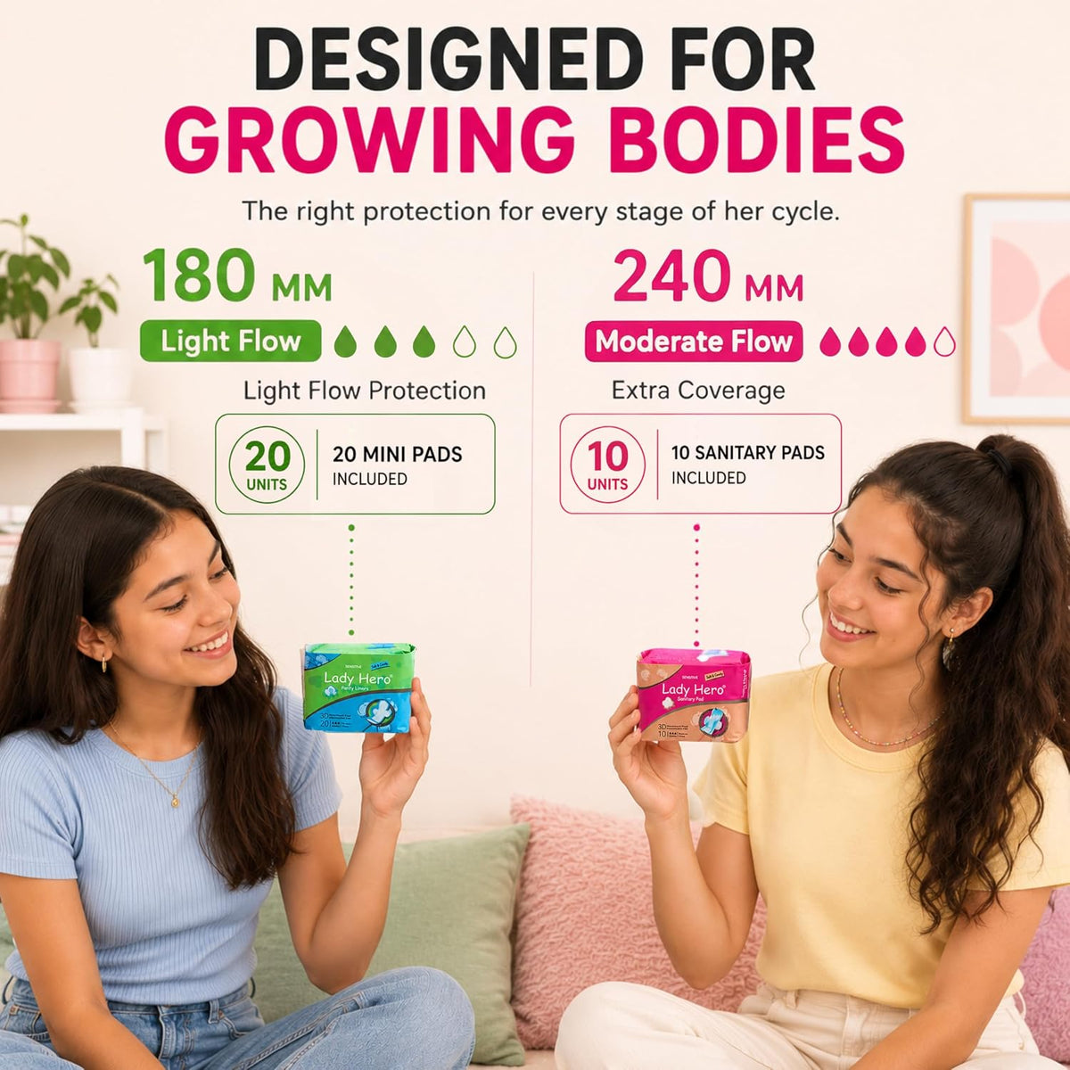 Period kit for girls with discreet storage bag