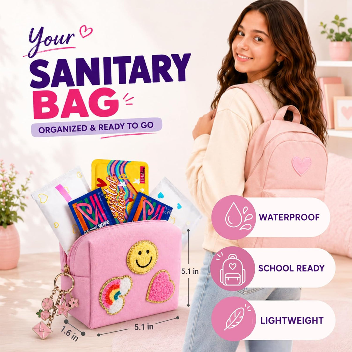 First period preparation kit with period tracker